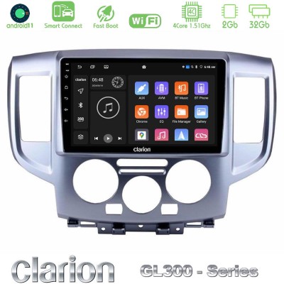 Clarion GL300 Series 4Core Android11 2+32GB Nissan NV200 Navigation Multimedia Tablet 9" Με Carplay & Android Auto