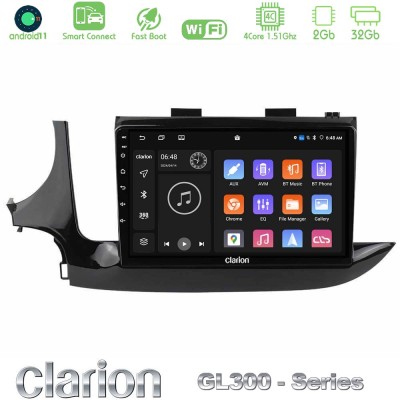 Clarion GL300 Series 4Core Android11 2+32GB Opel Mokka 2016-2020 Navigation Multimedia Tablet 9" Με Carplay & Android Auto