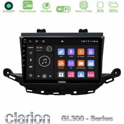Clarion GL300 Series 4Core Android11 2+32GB Opel Astra K 2015-2019 Navigation Multimedia Tablet 9" Με Carplay & Android Auto