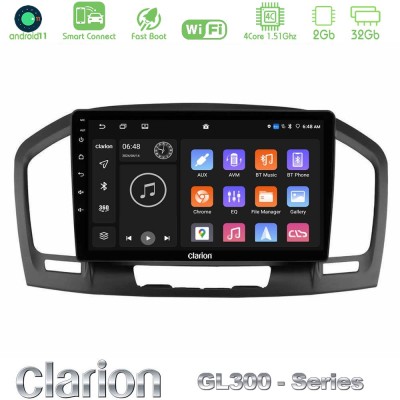Clarion GL300 Series 4Core Android11 2+32GB Opel Insignia 2008-2013 Navigation Multimedia Tablet 9" Με Carplay & Android Auto