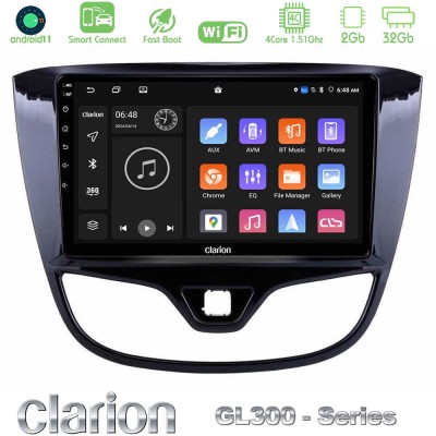 Clarion GL300 Series 4Core Android11 2+32GB Opel Karl 2017-2019 Navigation Multimedia Tablet 9" Με Carplay & Android Auto