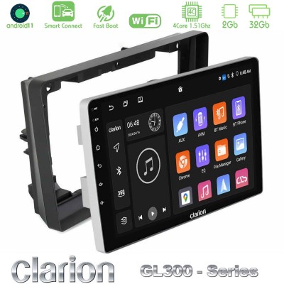 Clarion GL300 Series 4Core Android11 2+32GB Peugeot 308 2013-2020 Navigation Multimedia Tablet 9" Με Carplay & Android Auto