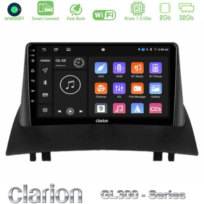 Clarion GL300 Series 4Core Android11 2+32GB Renault Megane 2 2002-2008 Navigation Multimedia Tablet 9" Με Carplay & Android Auto