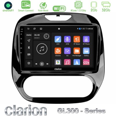 Clarion GL300 Series 4Core Android11 2+32GB Renault Captur 2013-2019 (Manual AC) Navigation Multimedia Tablet 9" Με Carplay & An