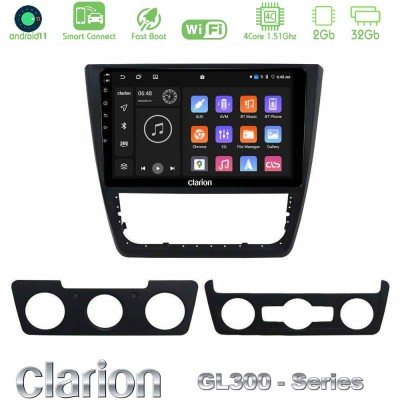 Clarion GL300 Series 4Core Android11 2+32GB Skoda Yeti 2009- Navigation Multimedia Tablet 10" Με Carplay & Android Auto