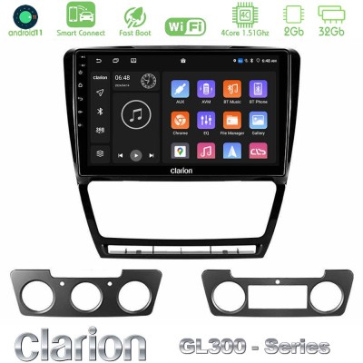 Clarion GL300 Series 4Core Android11 2+32GB Skoda Octavia 5 Navigation Multimedia Tablet 10" Με Carplay & Android Auto