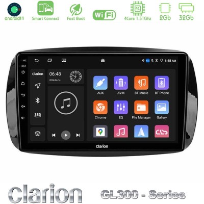 Clarion GL300 Series 4Core Android11 2+32GB Smart 453 Navigation Multimedia Tablet 9" Με Carplay & Android Auto