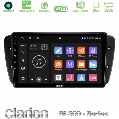 Clarion GL300 Series 4Core Android11 2+32GB Seat Ibiza 2008-2012 Navigation Multimedia Tablet 9" Με Carplay & Android Auto