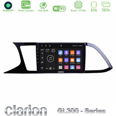 Clarion GL300 Series 4Core Android11 2+32GB Seat Leon 2013 – 2019 Navigation Multimedia Tablet 9" Με Carplay & Android Auto