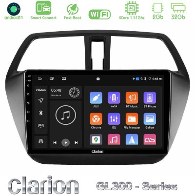 Clarion GL300 Series 4Core Android11 2+32GB Suzuki SX4 S-Cross Navigation Multimedia Tablet 9" Με Carplay & Android Auto