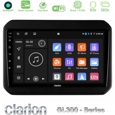 Clarion GL300 Series 4Core Android11 2+32GB Suzuki Ignis Navigation Multimedia Tablet 9" Με Carplay & Android Auto