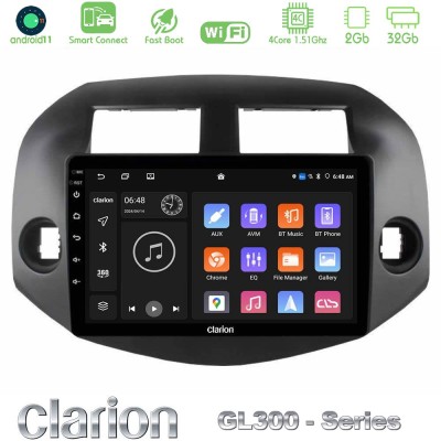 Clarion GL300 Series 4Core Android11 2+32GB Toyota Rav4 2006-2012 Navigation Multimedia Tablet 10" Με Carplay & Android Auto