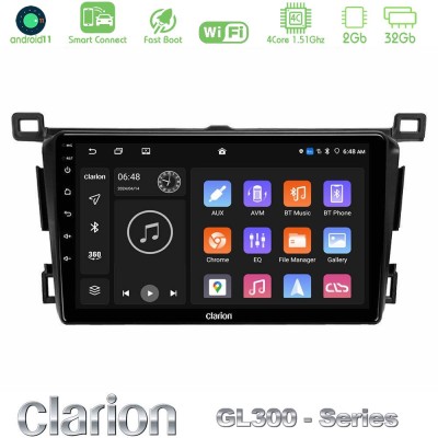 Clarion GL300 Series 4Core Android11 2+32GB Toyota RAV4 2013-2018 Navigation Multimedia Tablet 9" Με Carplay & Android Auto