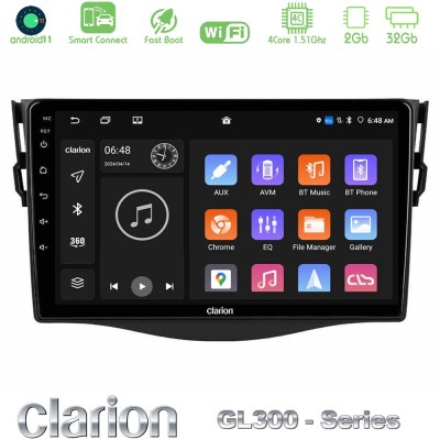 Clarion GL300 Series 4Core Android11 2+32GB Toyota RAV4 Navigation Multimedia Tablet 9" Με Carplay & Android Auto