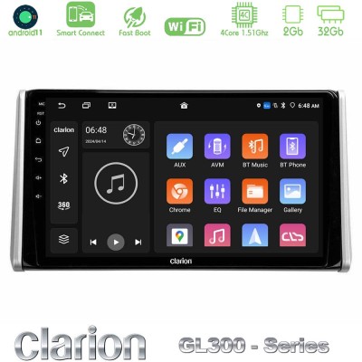 Clarion GL300 Series 4Core Android11 2+32GB Toyota RAV4 2019-2023 Navigation Multimedia Tablet 10" Με Carplay & Android Auto