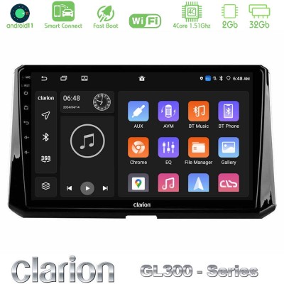 Clarion GL300 Series 4Core Android11 2+32GB Toyota Corolla 2019-2022 Navigation Multimedia Tablet 10" Με Carplay & Android Auto