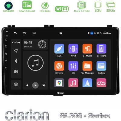Clarion GL300 Series 4Core Android11 2+32GB Toyota Corolla/Auris 2017-2019 Navigation Multimedia Tablet 9" Με Carplay & Android 