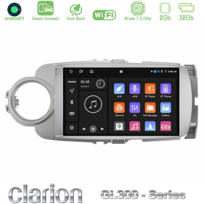 Clarion GL300 Series 4Core Android11 2+32GB Toyota Yaris Navigation Multimedia Tablet 9" Με Carplay & Android Auto
