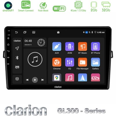 Clarion GL300 Series 4Core Android11 2+32GB Toyota Auris Navigation Multimedia Tablet 10" Με Carplay & Android Auto