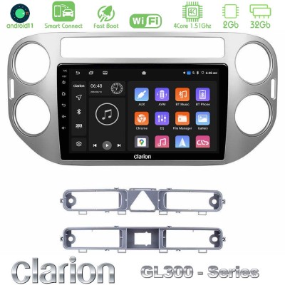 Clarion GL300 Series 4Core Android11 2+32GB VW Tiguan Navigation Multimedia Tablet 9" Με Carplay & Android Auto