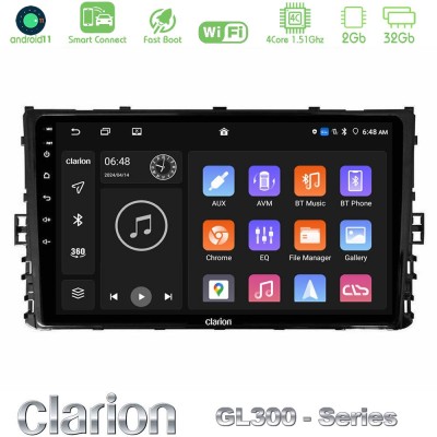 Clarion GL300 Series 4Core Android11 2+32GB VW MQB 2017- Navigation Multimedia Tablet 9" Με Carplay & Android Auto