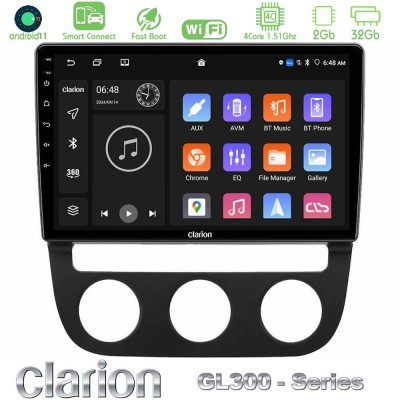 Clarion GL300 Series 4Core Android11 2+32GB VW Jetta Navigation Multimedia Tablet 10" Με Carplay & Android Auto