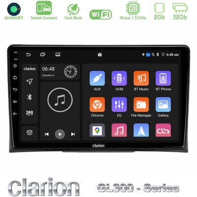 Clarion GL300 Series 4Core Android11 2+32GB VW Transporter 2003-2015 Navigation Multimedia Tablet 9" Με Carplay & Android Auto