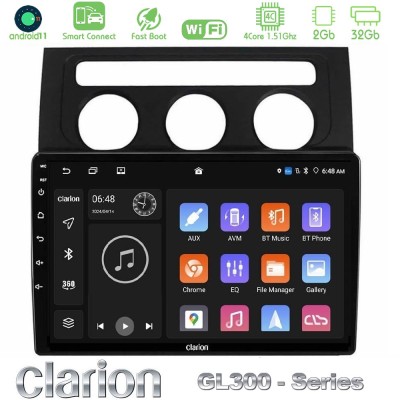 Clarion GL300 Series 4Core Android11 2+32GB VW Touran 2003-2011 Navigation Multimedia Tablet 10" Με Carplay & Android Auto