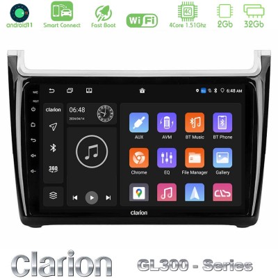 Clarion GL300 Series 4Core Android11 2+32GB Vw Polo 2014-2017 Navigation Multimedia Tablet 9" Με Carplay & Android Auto