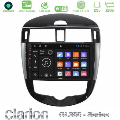 Clarion GL300 Series 4Core Android11 2+32GB Nissan Pulsar 2015-2018 Navigation Multimedia Tablet 9" Με Carplay & Android Auto