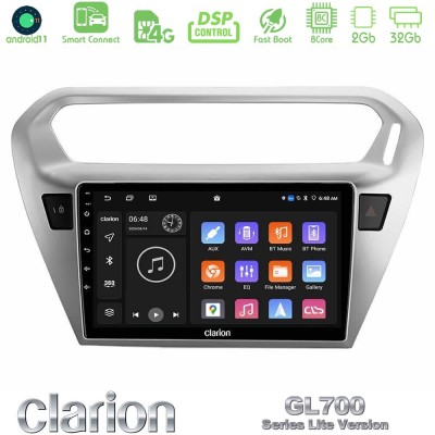 Clarion GL700 Lite Series 8Core Android11 2+32GB Citroen C-Elysee / Peugeot 301 Navigation Multimedia Tablet 9" Με Carplay & And