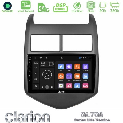 Clarion GL700 Lite Series 8Core Android11 2+32GB Chevrolet Aveo 2011-2017 Navigation Multimedia Tablet 9" Με Carplay & Android A