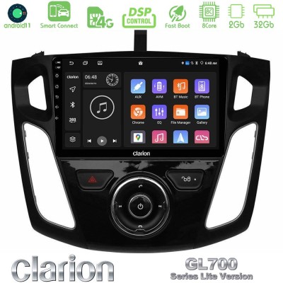 Clarion GL700 Lite Series 8Core Android11 2+32GB Ford Focus 2012-2018 Navigation Multimedia Tablet 9" Με Carplay & Android Auto