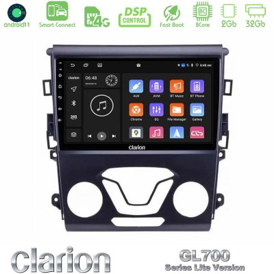 Clarion GL700 Lite Series 8Core Android11 2+32GB Ford Mondeo 2014-2017 Navigation Multimedia Tablet 9" Με Carplay & Android Auto