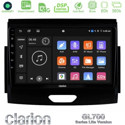 Clarion GL700 Lite Series 8Core Android11 2+32GB Ford Ranger 2017-2022 Navigation Multimedia Tablet 9" Με Carplay & Android Auto