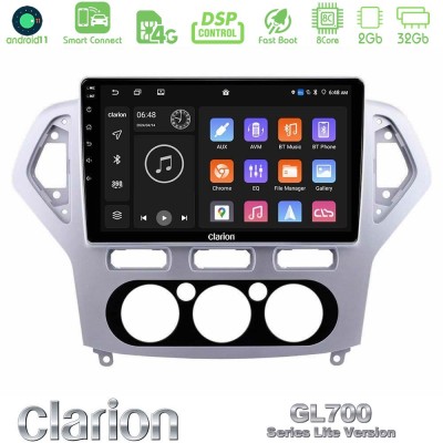 Clarion GL700 Lite Series 8Core Android11 2+32GB Ford Mondeo 2007-2010 Manual A/C Navigation Multimedia Tablet 10" Με Carplay & 