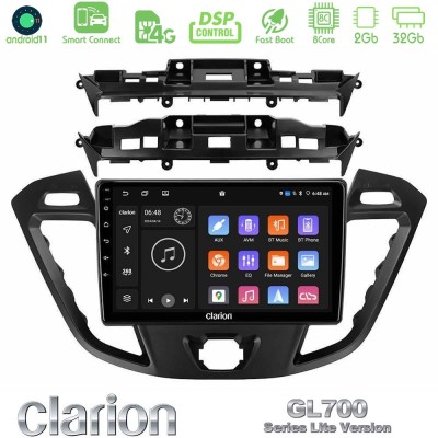 Clarion GL700 Lite Series 8Core Android11 2+32GB Ford Transit Custom/Tourneo Custom Navigation Multimedia Tablet 9" Με Carplay &