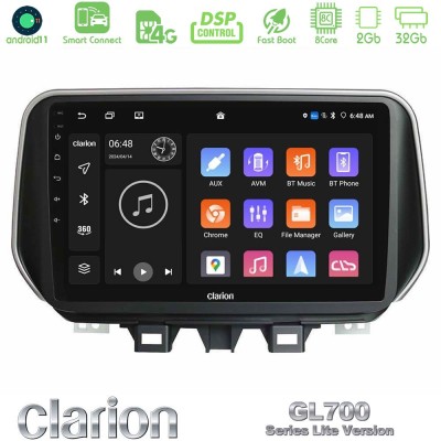 Clarion GL700 Lite Series 8Core Android11 2+32GB Hyundai Tucson 2019- Navigation Multimedia Tablet 9" Με Carplay & Android Auto