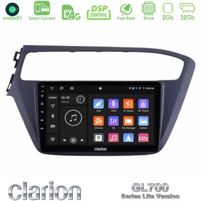 Clarion GL700 Lite Series 8Core Android11 2+32GB Hyundai i20 2018-2020 Navigation Multimedia Tablet 9" Με Carplay & Android Auto