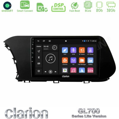 Clarion GL700 Lite Series 8Core Android11 2+32GB Hyundai i20 2021-2023 Navigation Multimedia Tablet 10" Με Carplay & Android Aut