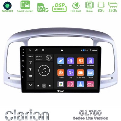 Clarion GL700 Lite Series 8Core Android11 2+32GB Hyundai Accent 2006-2011 Navigation Multimedia Tablet 9" Με Carplay & Android A