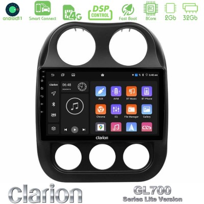 Clarion GL700 Lite Series 8Core Android11 2+32GB Jeep Compass 2012-2016 Navigation Multimedia Tablet 10" Με Carplay & Android Au