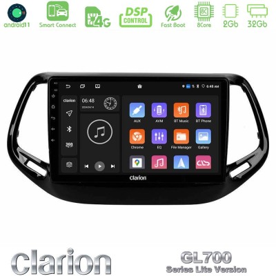 Clarion GL700 Lite Series 8Core Android11 2+32GB Jeep Compass 2017 Navigation Multimedia Tablet 10" Με Carplay & Android Auto