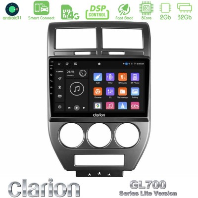 Clarion GL700 Lite Series 8Core Android11 2+32GB Jeep Compass/Patriot 2007-2008 Navigation Multimedia Tablet 10" Με Carplay & An