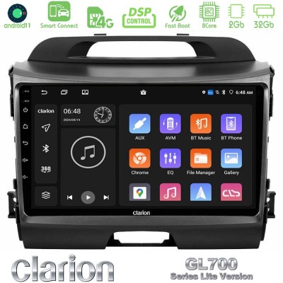 Clarion GL700 Lite Series 8Core Android11 2+32GB Kia Sportage Navigation Multimedia Tablet 9" Με Carplay & Android Auto