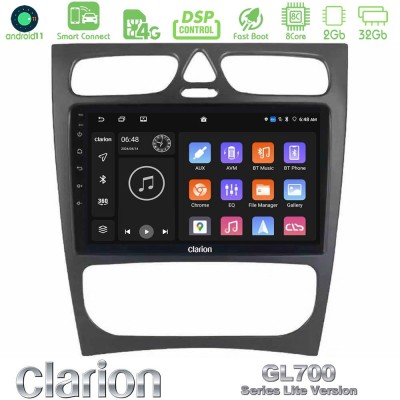 Clarion GL700 Lite Series 8Core Android11 2+32GB Mercedes C Class (W203) Navigation Multimedia Tablet 9" Με Carplay & Android Au