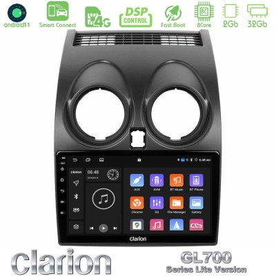 Clarion GL700 Lite Series 8Core Android11 2+32GB Nissan Qashqai J10 Navigation Multimedia Tablet 9" Με Carplay & Android Auto