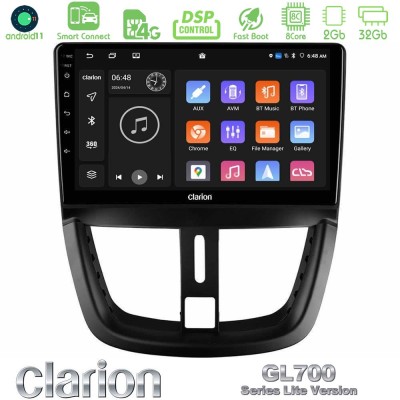 Clarion GL700 Lite Series 8Core Android11 2+32GB Peugeot 207 Navigation Multimedia Tablet 9" Με Carplay & Android Auto