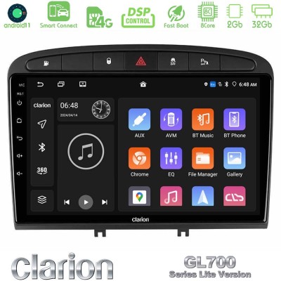Clarion GL700 Lite Series 8Core Android11 2+32GB Peugeot 308/RCZ Navigation Multimedia Tablet 9" Με Carplay & Android Auto