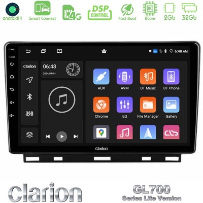 Clarion GL700 Lite Series 8Core Android11 2+32GB Renault Clio 5 2020-2025 Navigation Multimedia Tablet 9" Με Carplay & Android A